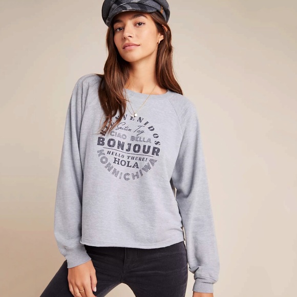 Anthropologie Bonjour Graphic Sweatshirt - Picture 2 of 5